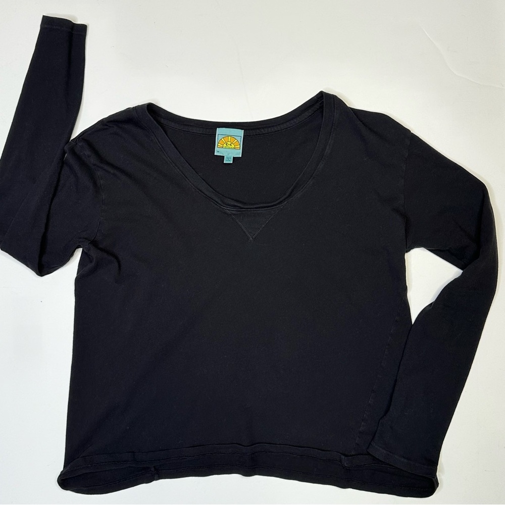 C&C California Open Crew Neck Long Sleeve Knit black Shirt M - Picture 2 of 6
